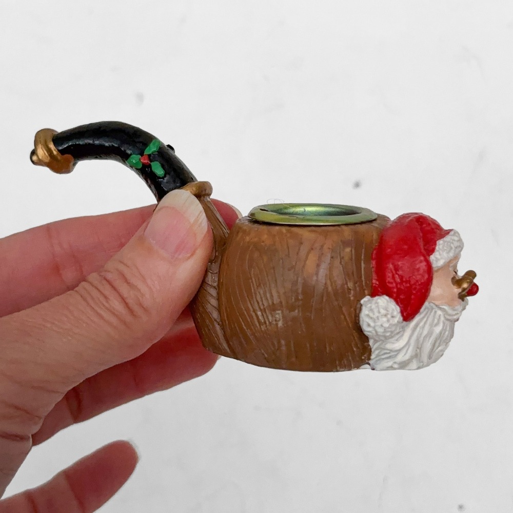 VTG 90s Hermitage Pottery Santa Claus Pipe Candle Holder Vintage 1997 Christmas